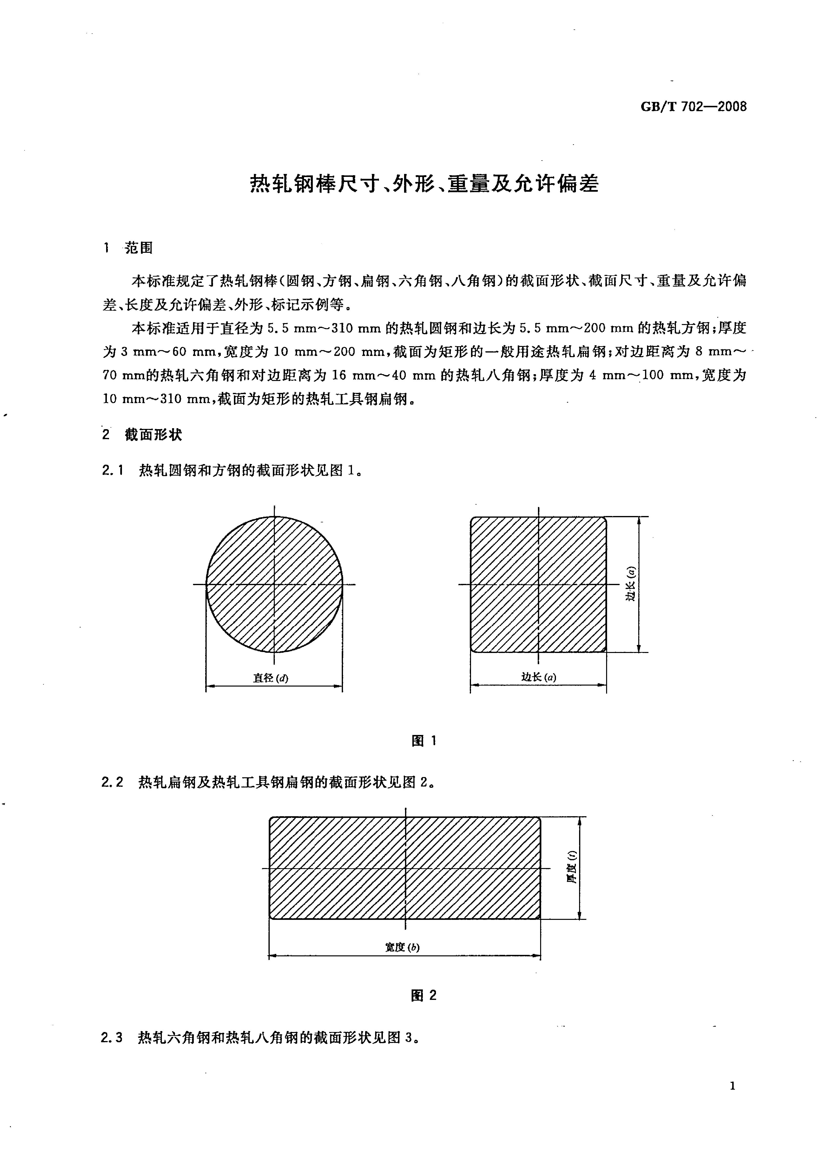熱軋鋼棒尺寸、外形、重量及允許偏差國(guó)標(biāo) GBT 702-2008 代替GBT 702-20040003